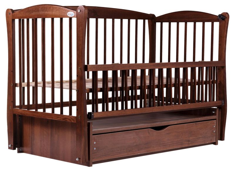 Кровать Babyroom Елит маятник, ящик, откидной бок DEMYO-5  бук орех