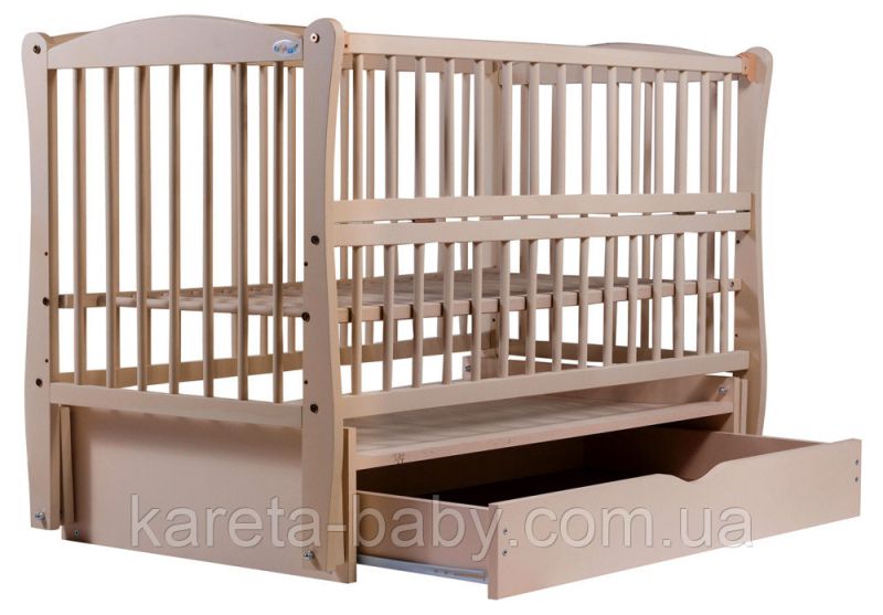 Кровать Babyroom Елит резьба маятник, ящик, откидной бок DER-7  бук слоновая кость