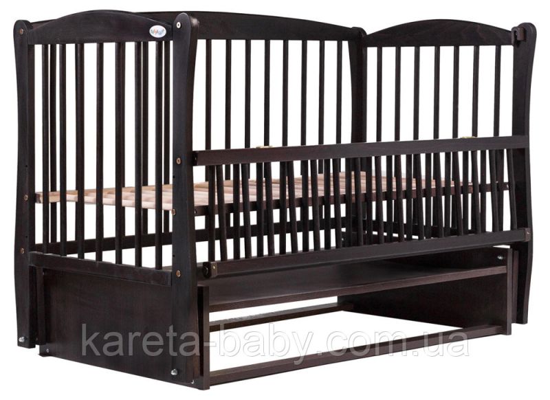 Кровать Babyroom Елит резьба, маятник, откидной бок DER-6  бук венге