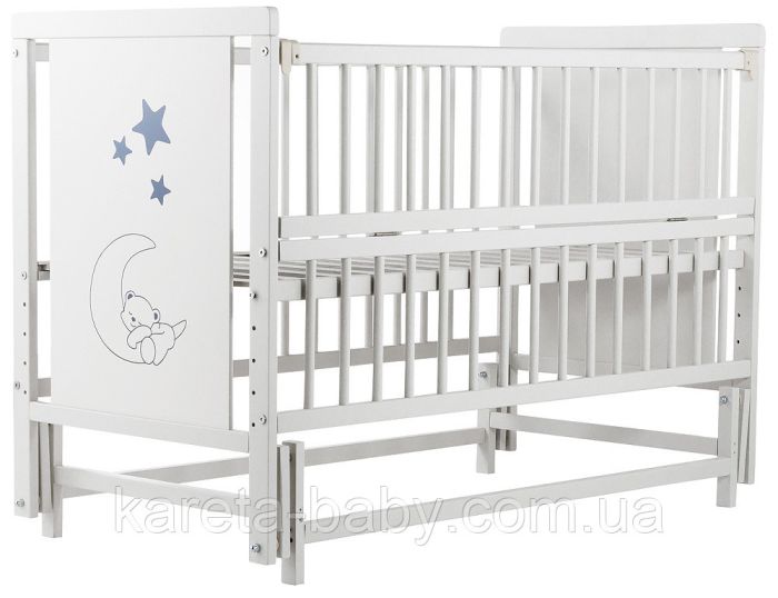 Ліжко Babyroom Ведмедик M-02 маятник, відкидний бік бук білий