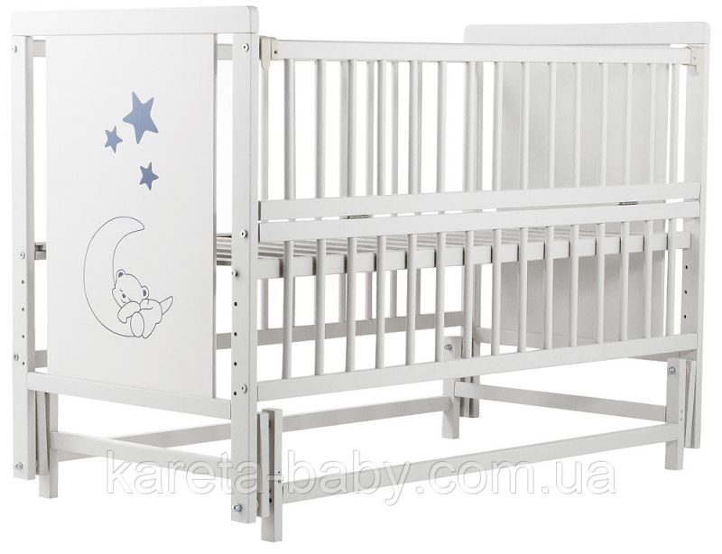 Кровать Babyroom Медвежонок M-02 маятник, откидной бок  бук белый