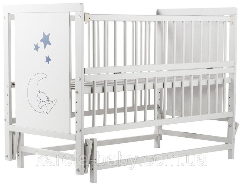 Кровать Babyroom Медвежонок M-02 маятник, откидной бок  бук белый