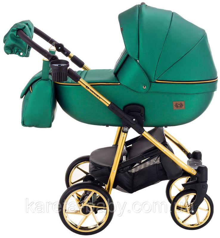 Коляска 2 в 1 Adamex Hybryd Plus Polar (Gold) Шкіра 100% Y216А зелений перламутр