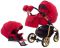 Коляска 2 в 1 Adamex Hybryd Plus Polar (Gold) Кожа 100% BR313 красный кожа (выдавленная точка) - красный кожа