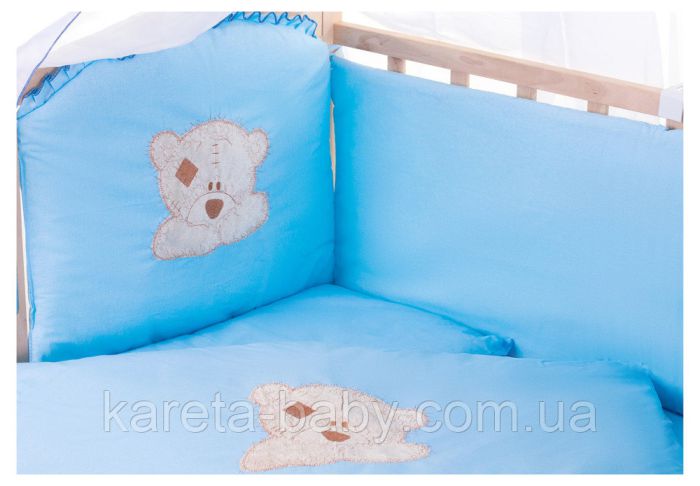 Дитяче ліжко Qvatro Ellite AE-08 аплікація блакитний (мордочка ведмедика штопанна)