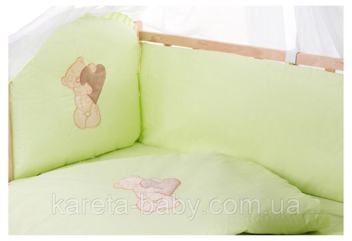 Дитяче ліжко Qvatro Gold AG-08 аплікація салатовий (ведмедик стоїть із серцем)
