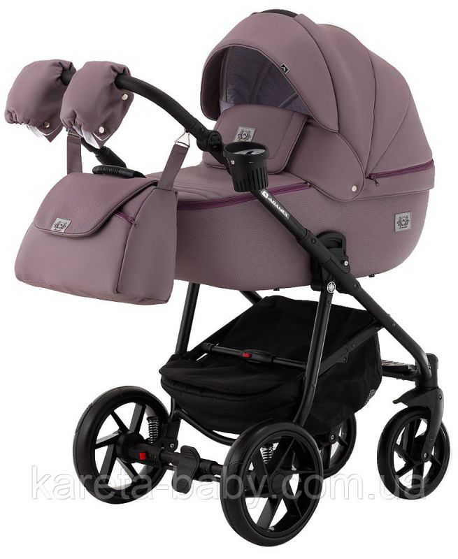Коляска 2 в 1 Adamex Hybryd Plus шкіра 100% BR332 бузковий
