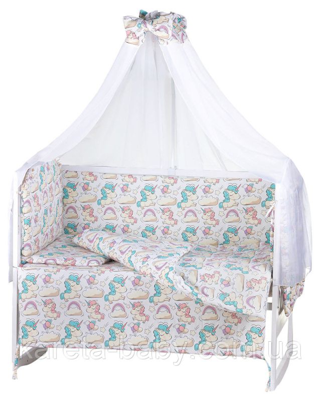 Детская постель Babyroom Comfort-08 unicorn белый (единороги)