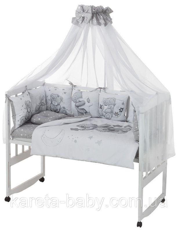 Дитяча постільна білизна Babyroom Bortiki Print-08 grey teddy
