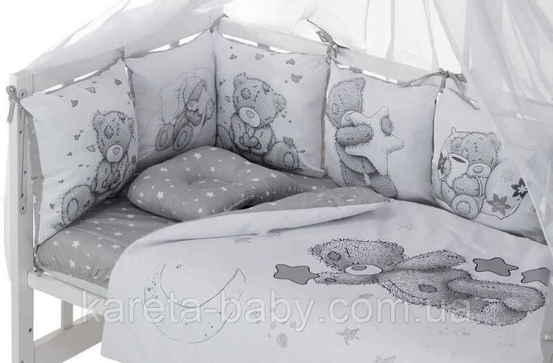 Дитяча постільна білизна Babyroom Bortiki Print-08 grey teddy