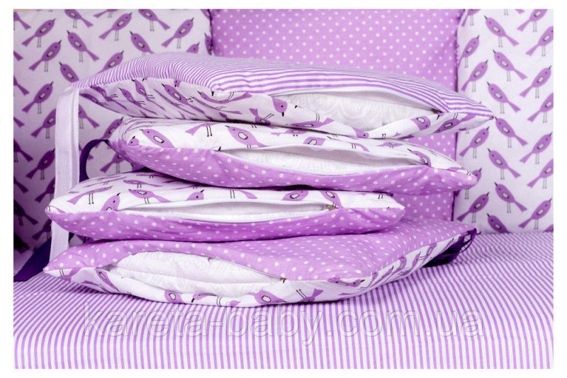 Дитяча постільна білизна Babyroom Bortiki lux-08 bird бузковий - білий