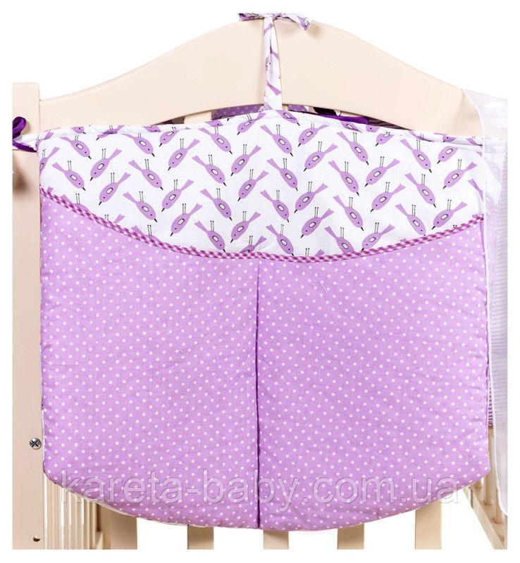 Дитяча постільна білизна Babyroom Bortiki lux-08 bird бузковий - білий