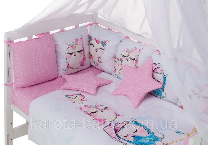 Детская постель Babyroom Bortiki Print-08  pink owl