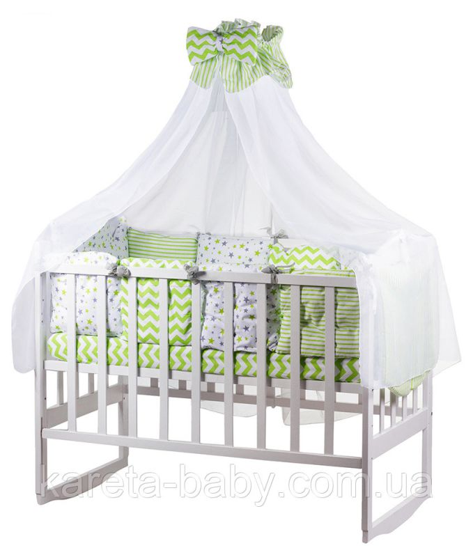 Детская постель Babyroom Bortiki lux-08 stars салатовый - белый
