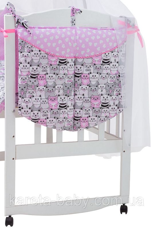 Детская постель Babyroom Classic Bortiki-01 (8 элементов)  розовый (коты)