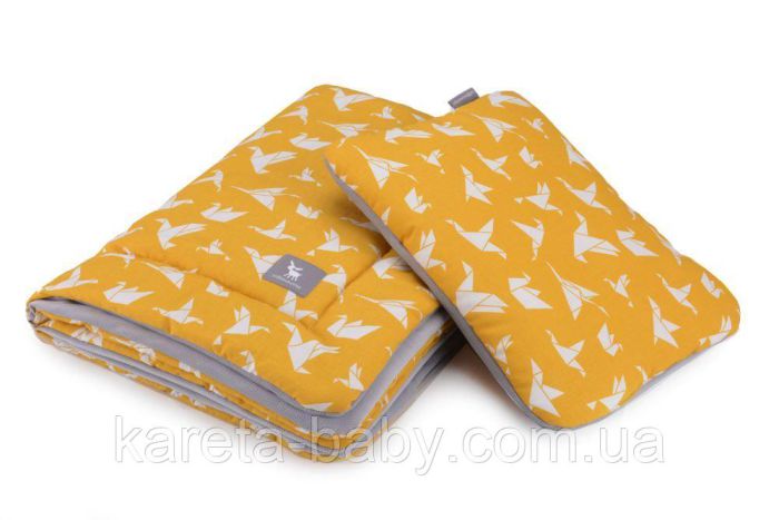 Плед з подушкою Cottonmoose Cotton Velvet 408/85/117 origami cotton velvet gray (оранжевий (орігамі) з сірим (оксамит))