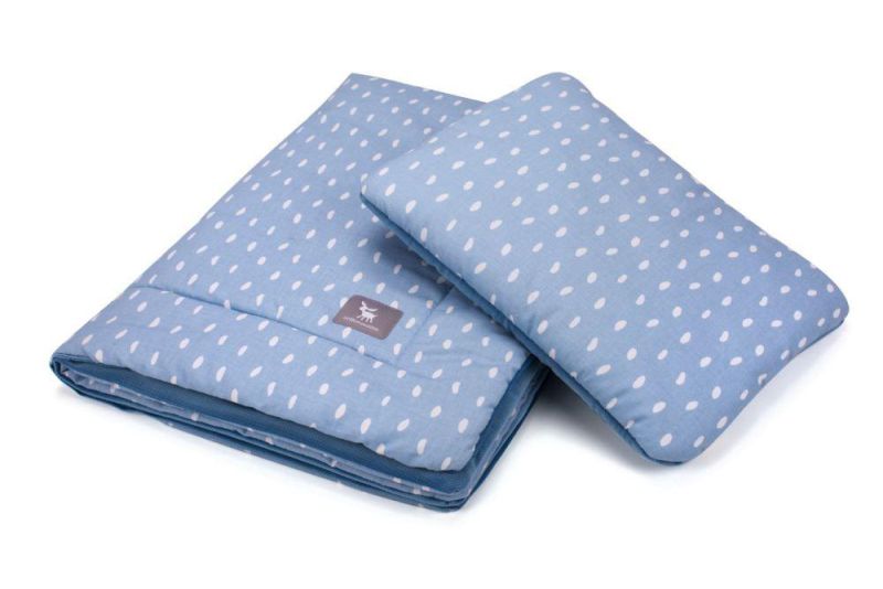 Плед с подушкой Cottonmoose Cotton Velvet 408/131/120 rain azure cotton velvet azure (лазурный (капли) с голубым (бархат))