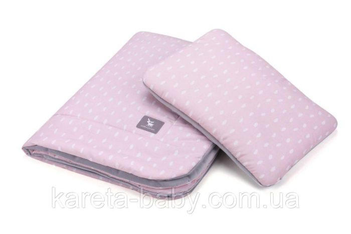 Плед с подушкой Cottonmoose Cotton Velvet 408/132/117 rain pink cotton velvet gray (розовый (капли) с серым (бархат))