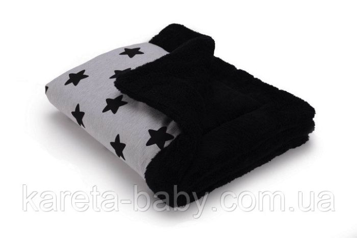 Теплий плед Cottonmoose KO 743/29/74 black star cotton jersey (світло-сірий (чорні зірки) з чорним)