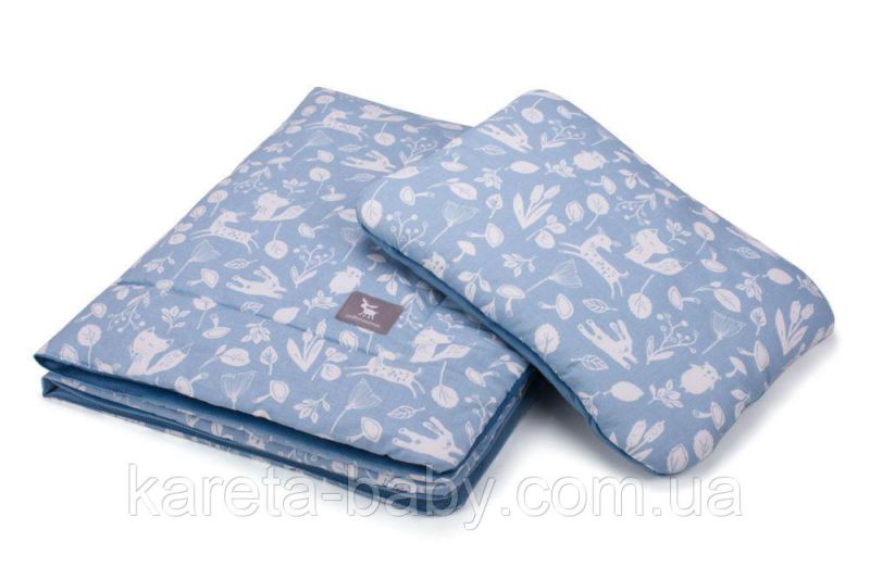 Плед з подушкою Cottonmoose Cotton Velvet 408/128/120 forest azure cotton velvet azure (блакитний (ліс) з блакитним (оксамит))