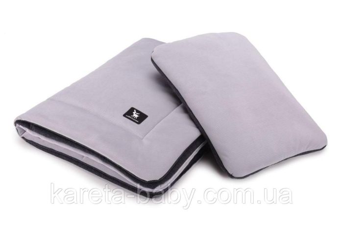 Плед с подушкой Cottonmoose Cotton Velvet 408/117/115 серый (бархат) с графитовым