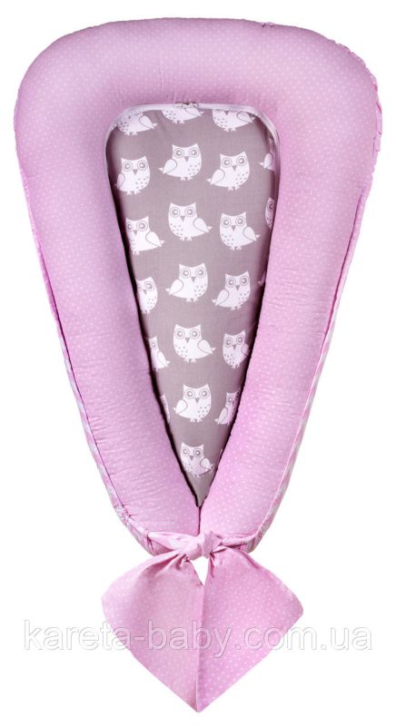 Кокон для новорожденных Babyroom Кокон-гнездышко sowa розовый - серый