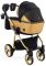 Коляска 2 в 1 Adamex Sierra Polar (Gold) SR436 черный (люрикс) - золотой кожа (перфорация)