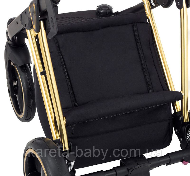 Коляска 2 в 1 Adamex Mimi Polar (Gold) Y836B чорний (люрікс) - чорна шкіра (перфорація)