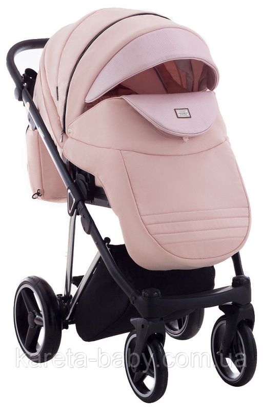 Коляска 2 в 1 Adamex Mimi Polar (Chrome) CR448 персиковый - розовая (пудра) кожа (выдавленная точка)