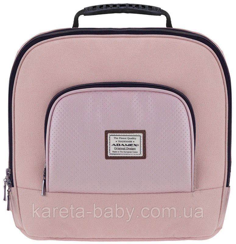 Коляска 2 в 1 Adamex Mimi Polar (Chrome) CR448 персиковый - розовая (пудра) кожа (выдавленная точка)