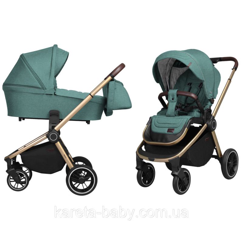 Коляска 2 в 1 CARRELLO Epica CRL-8510 Tea Green + дощовик золота (бронзова) рама