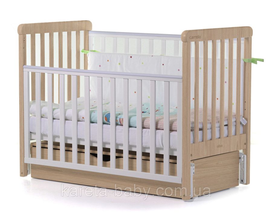 Дитяче ліжечко CARRELLO Alba маятник із ящиком White-Beige
