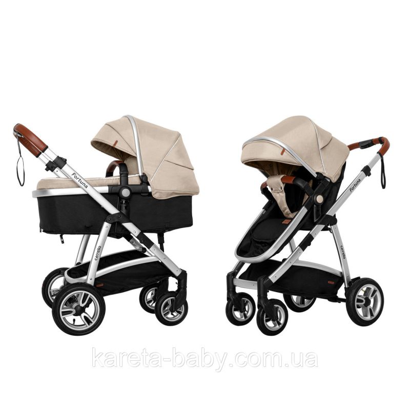 Коляска 2 в 1 CARRELLO Fortuna CRL-9001/1 Peanut Beige матрасом +дождевик L /1/