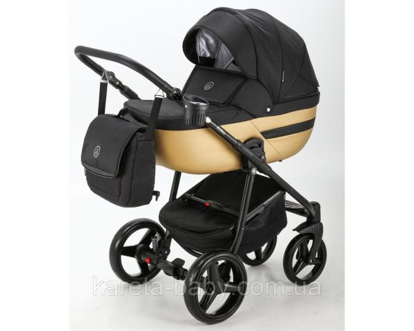 Коляска 2 в 1 Adamex Cortina Pro CP-231 чорний + золото на круглій рамі Коляска 2 в 1 Adamex Cortina Pro CP-231 чорний + золото на круглій рамі