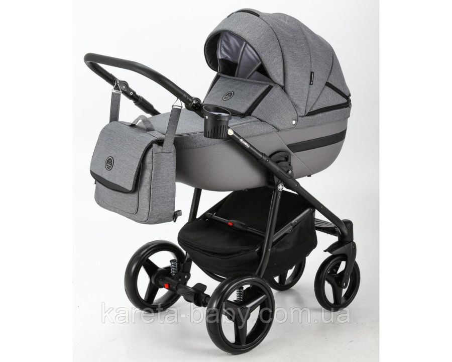 Коляска 2 в 1 Adamex Cortina Pro CP-235 графіт на круглій рамі