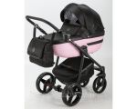 Коляска 2 в 1 Adamex Cortina Pro CP-236 черный+розовый на круглой раме