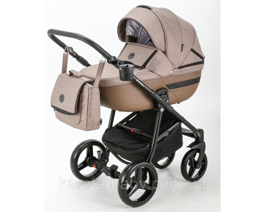 Коляска 2 в 1 Adamex Cortina Pro CP-237 кава капучіно на круглій рамі