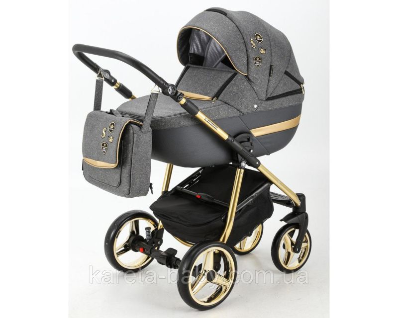 Коляска 2 в 1 Adamex Cortina Pro CP-462 сірий+золота рама