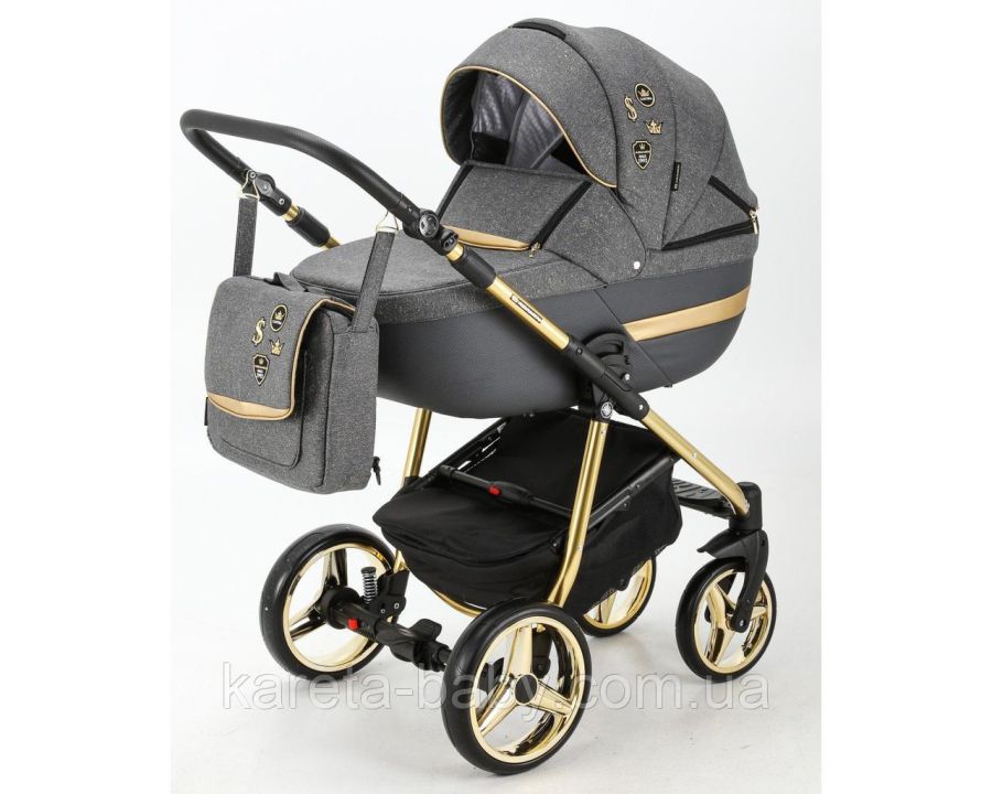 Коляска 2 в 1 Adamex Cortina Pro CP-462 сірий+золота рама