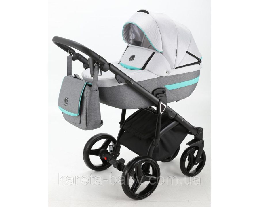 Коляска 2 в 1 Adamex Cortina CT-117 Сірий з бірюзою
