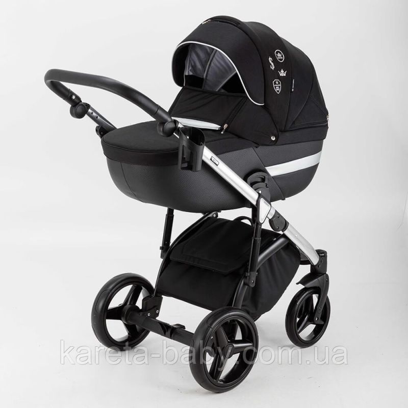 Коляска 2 в 1 Adamex Cortina CT-401 чорна+рама срібло