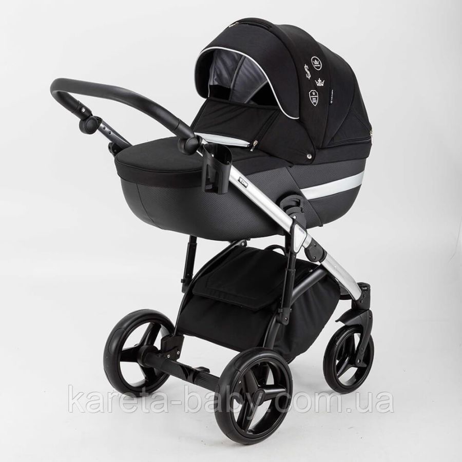 Коляска 2 в 1 Adamex Cortina CT-401 чорна+рама срібло