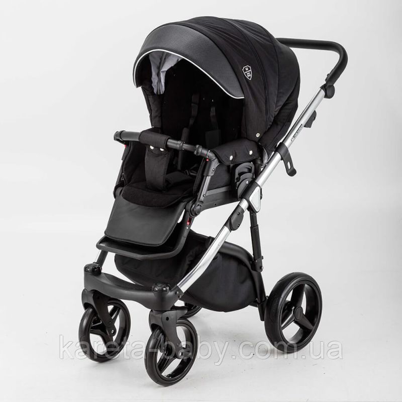 Коляска 2 в 1 Adamex Cortina CT-401 чорна+рама срібло