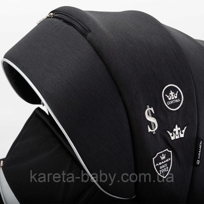 Коляска 2 в 1 Adamex Cortina CT-401 чорна+рама срібло