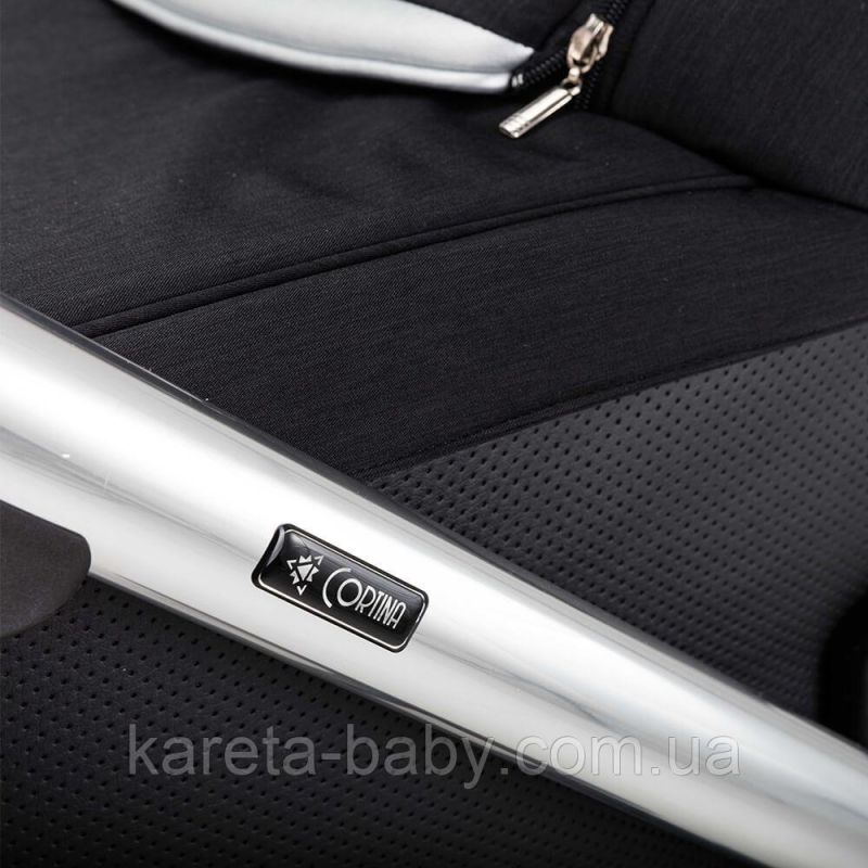Коляска 2 в 1 Adamex Cortina CT-401 чорна+рама срібло