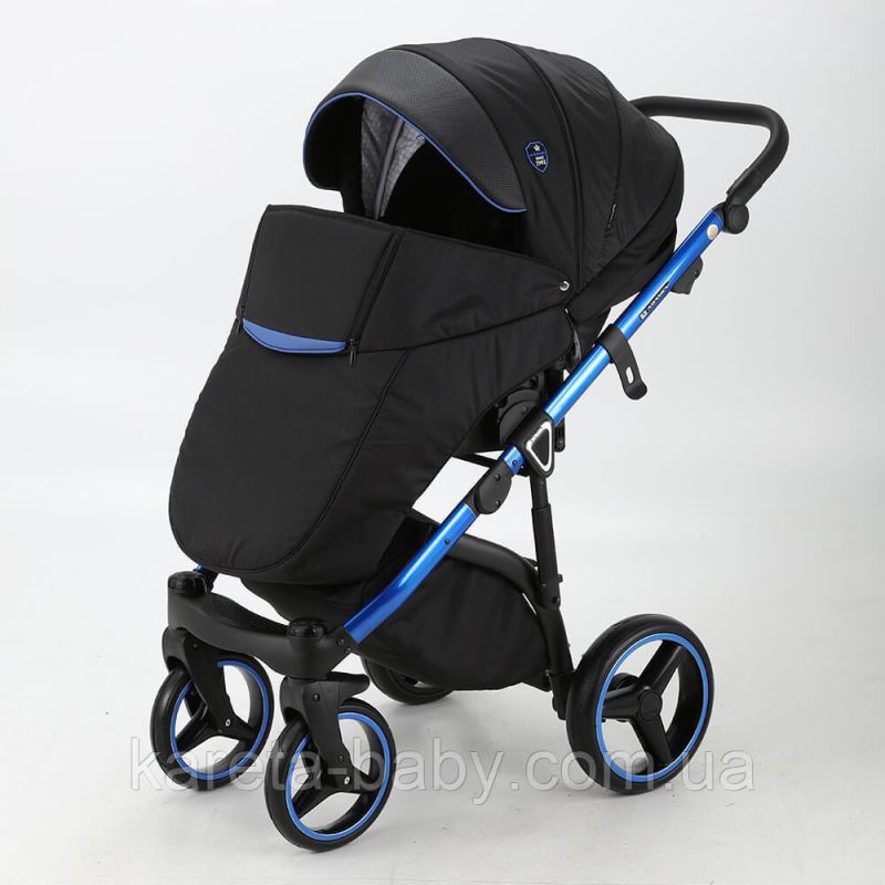 Коляска 2 в 1 Adamex Cortina CT-404 чорна+синя рама