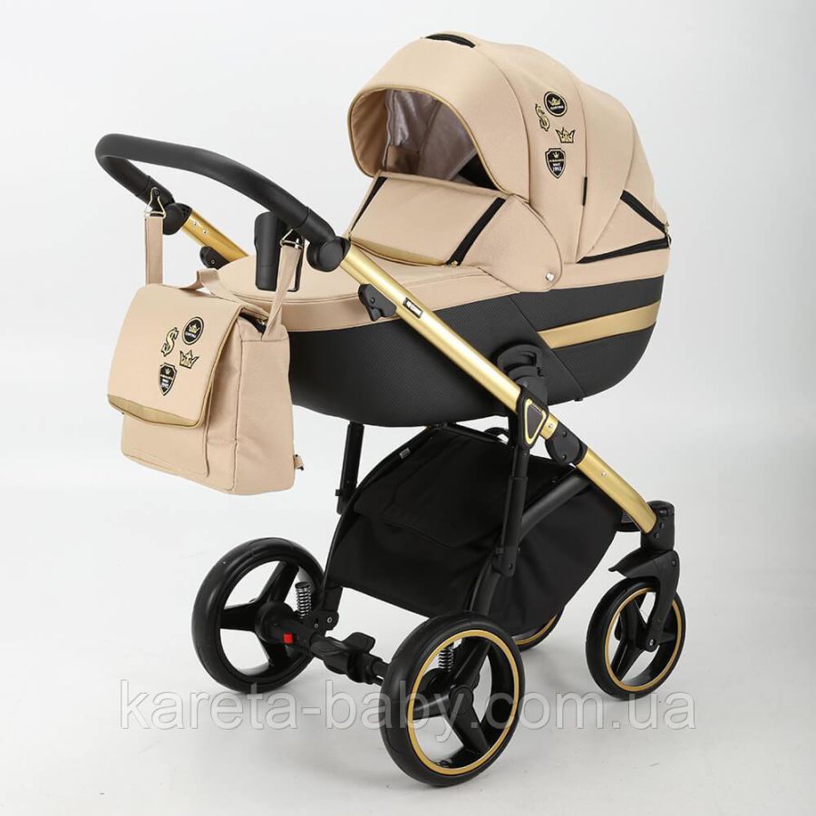 Коляска 2 в 1 Adamex Cortina CT-452 бежевий+золота рама