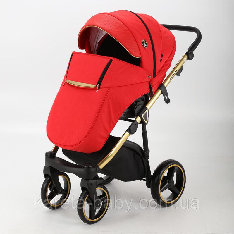 Коляска 2 в 1 Adamex Cortina CT-473 красный+золотая рама