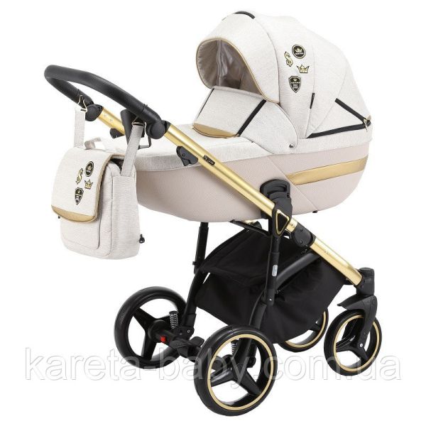 Коляска 2 в 1 Adamex Cortina CT-476 бежевый+золотая рама