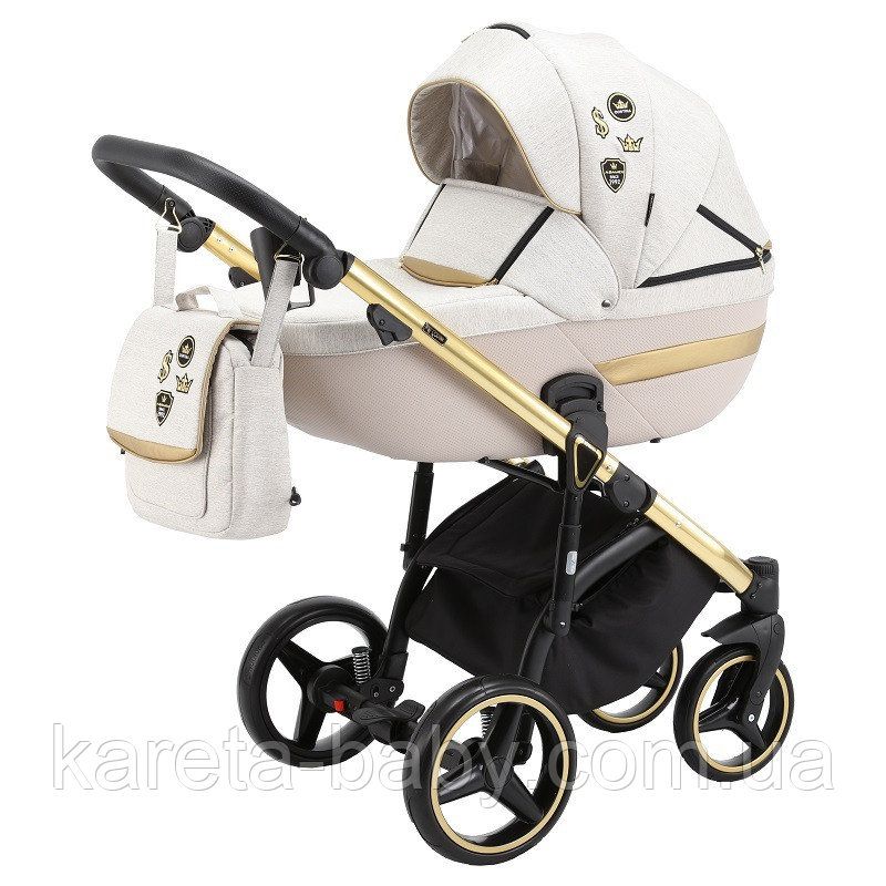 Коляска 2 в 1 Adamex Cortina CT-476 бежевый+золотая рама